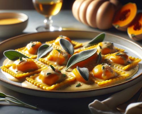 Butternut Squash Ravioli with Whiskey Sage Cream Sauce